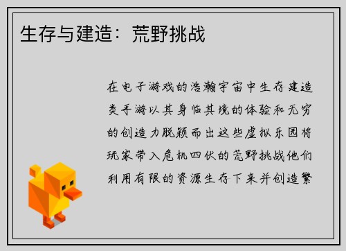 生存与建造：荒野挑战